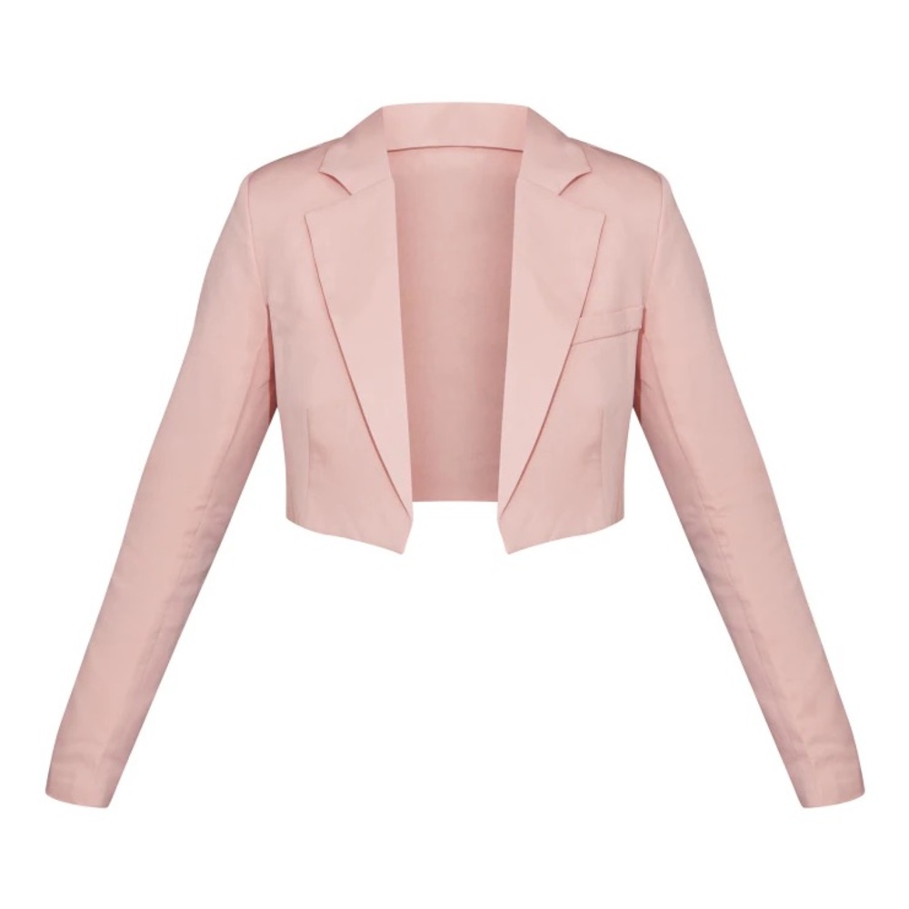 100% Silk Sophisticated Women's Pink Cropped Blazer